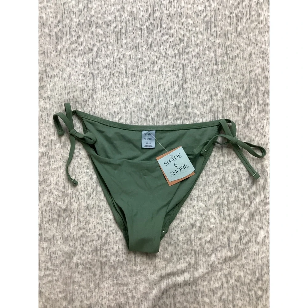Shade‎ & Shore Women Green Side-Tie Bikini Bottom Medium 8-10 PID-5G548L